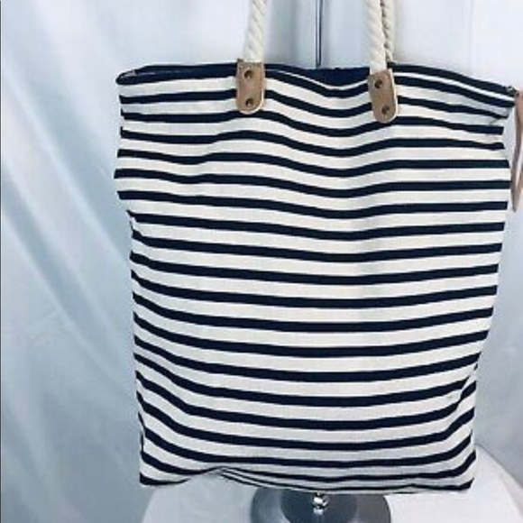 Summer & rose striped tote bag - Picture 3 of 8